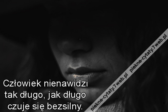Człowiek nienawidzi tak długo, jak długo czuje się bezsilny.