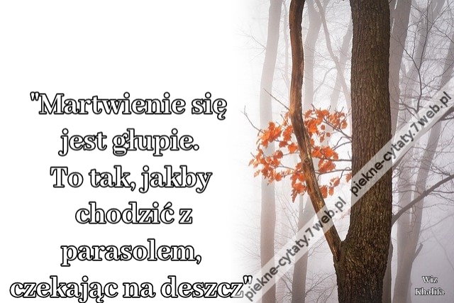 Martwienie się jest głupie. To tak, jakby chodzić z parasolem, czekając na deszcz