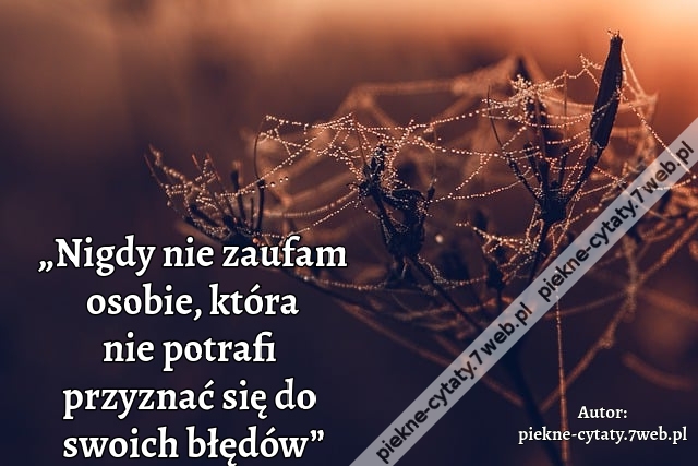 „Nigdy nie zaufam osobie, która nie potrafi przyznać się do swoich błędów”