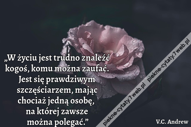 „W życiu jest trudno znaleźć kogoś, komu można zaufać. Jest się prawdziwym szczęściarzem, mając chociaż jedną osobę, na której zawsze można polegać.”
