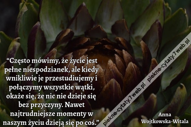 “Często mówimy, że życie jest pełne niespodzianek, ale kiedy wnikliwie je przestudiujemy i połączymy wszystkie wątki, okaże się, że nic nie dzieje się bez przyczyny. Nawet najtrudniejsze momenty w naszym życiu dzieją się po coś.”