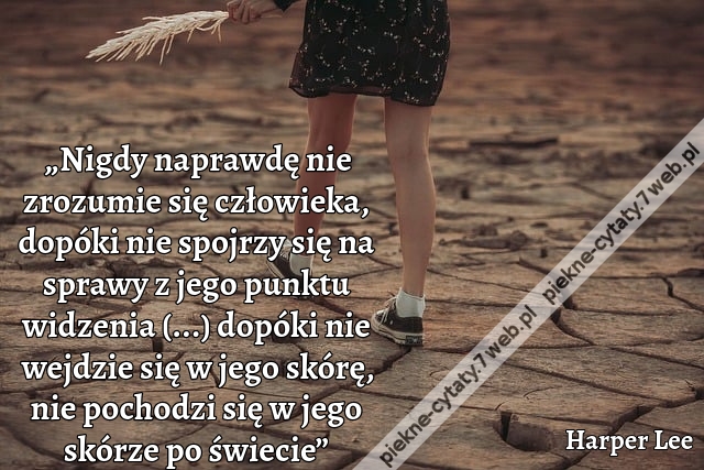 „Nigdy naprawdę nie zrozumie się człowieka, dopóki nie spojrzy się na sprawy z jego punktu widzenia (...) dopóki nie wejdzie się w jego skórę, nie pochodzi się w jego skórze po świecie”