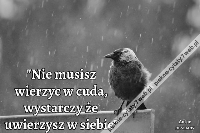 "Nie musisz wierzyc w cuda, wystarczy że uwierzysz w siebie"