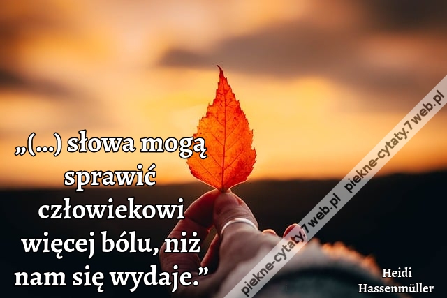 „(…) słowa mogą sprawić człowiekowi więcej bólu, niż nam się wydaje.”